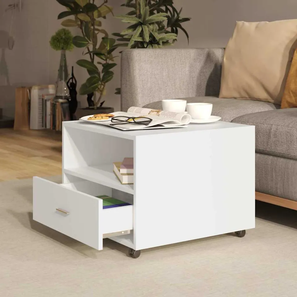 vidaXL Salontafel 55x55x40 cm bewerkt hout wit, foto 2