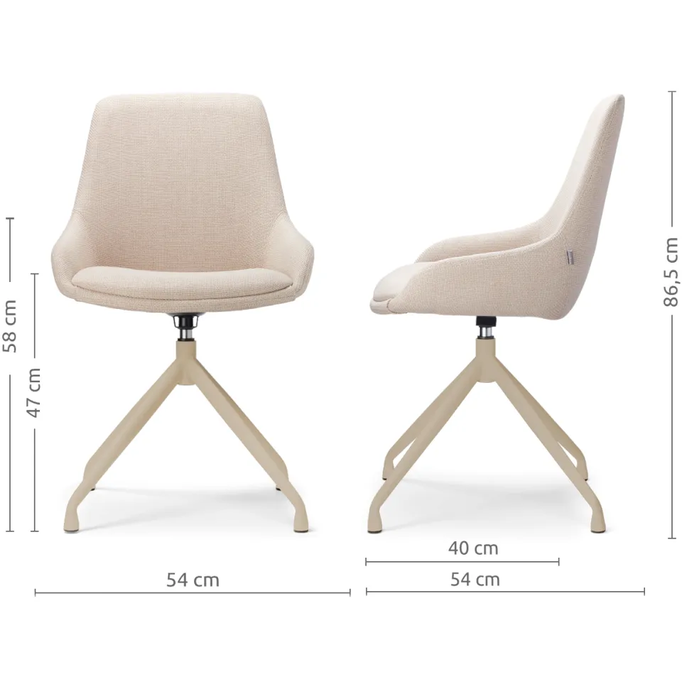 Nolon Nola-Isa draaibare eetkamerstoel beige - beige onderstel, foto 2