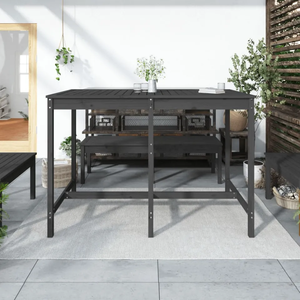 vidaXL Tuintafel 159,5x82,5x110 cm massief grenenhout grijs, foto 3