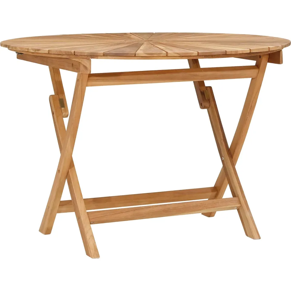 vidaXL Vouw Tuin Tafel Naturel Ø 110 x 75 cm Massief Teakhout, foto 3