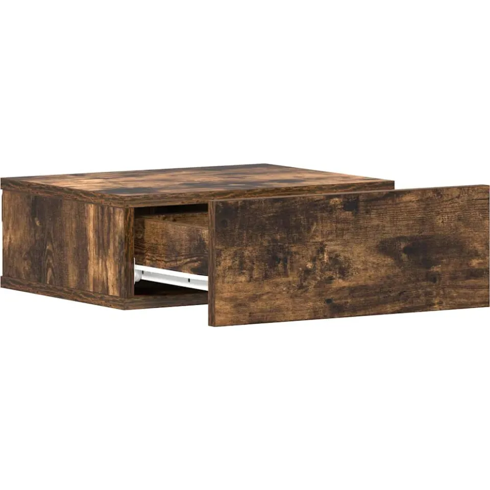 vidaXL Nachtkastje zwevend 40x30x15 cm bewerkt hout gerookt eikenkleur, foto 4