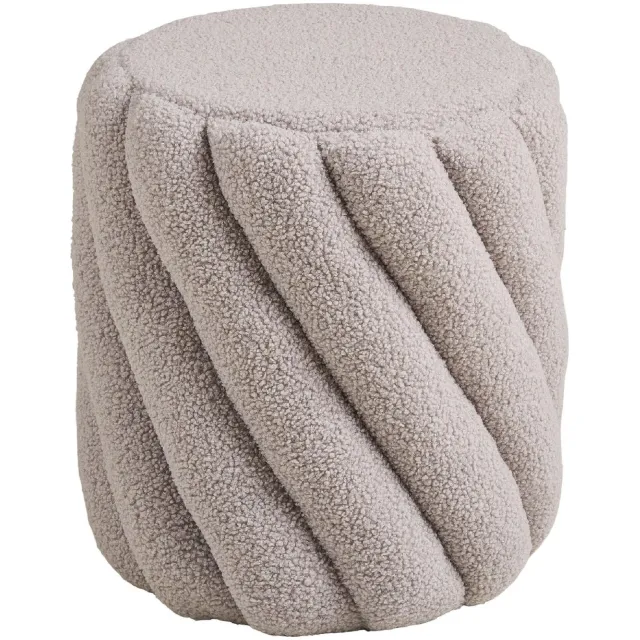 Nest of Nora Poef rond hocker en voetenbank ottoman - Ø38x40 cm - Grijs