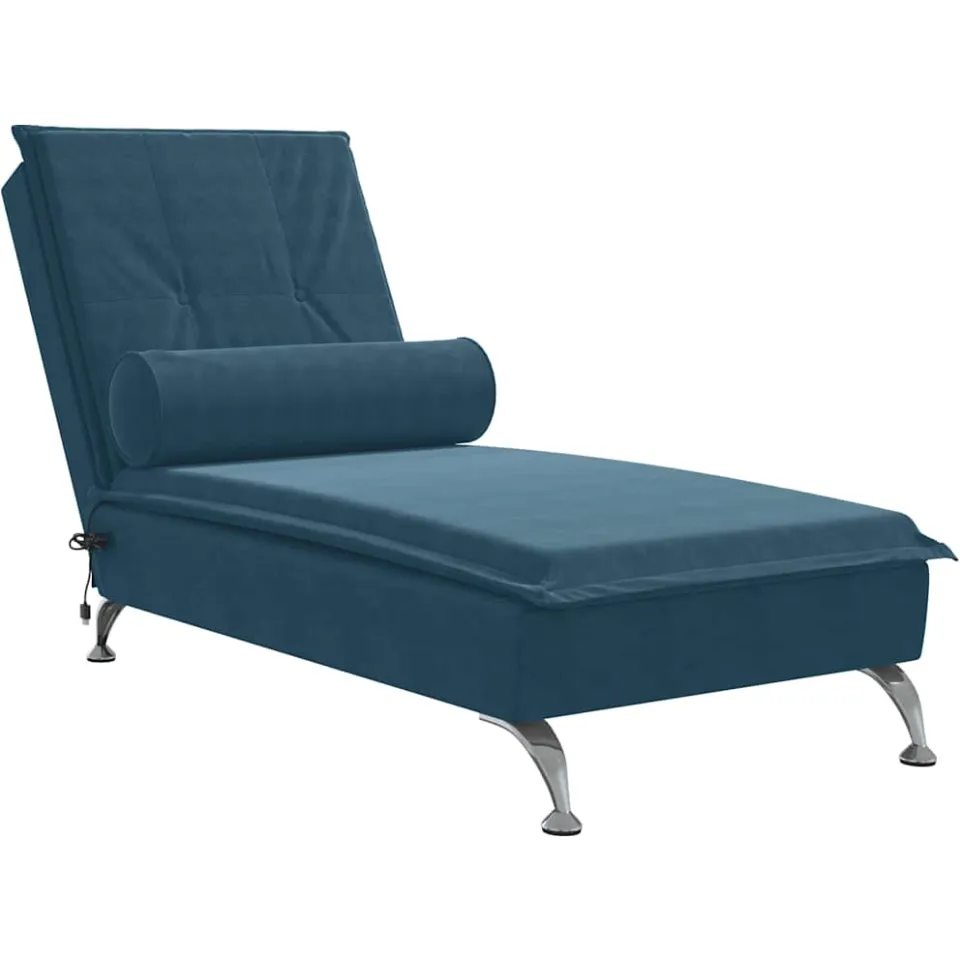 vidaXL Massage chaise longue met bolster fluweel blauw, foto 3