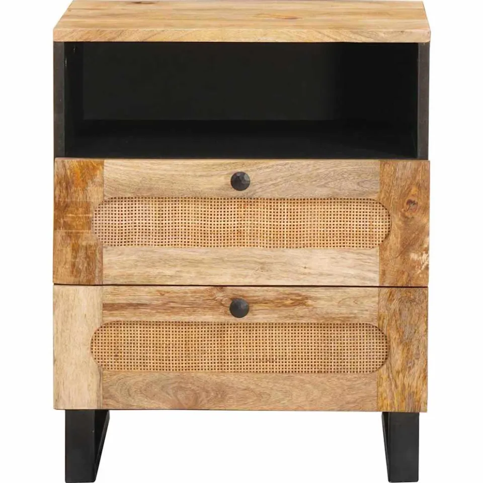 vidaXL Nachtkastje met lade Naturel 50 x 33 x 62 cm Massief Mango Hout, foto 3