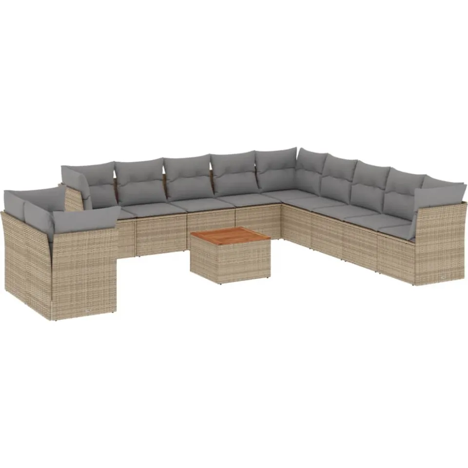 vidaXL Patio Sofa Set 11-zits Mix Beige en Lichtgrijs