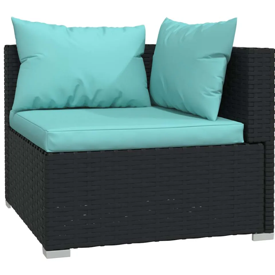 vidaXL 7-delige Loungeset met kussens poly rattan zwart