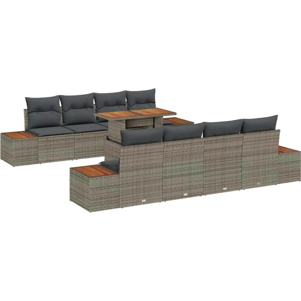 vidaXL Tuin Sofa Set 9 st Grijs Poly riet
