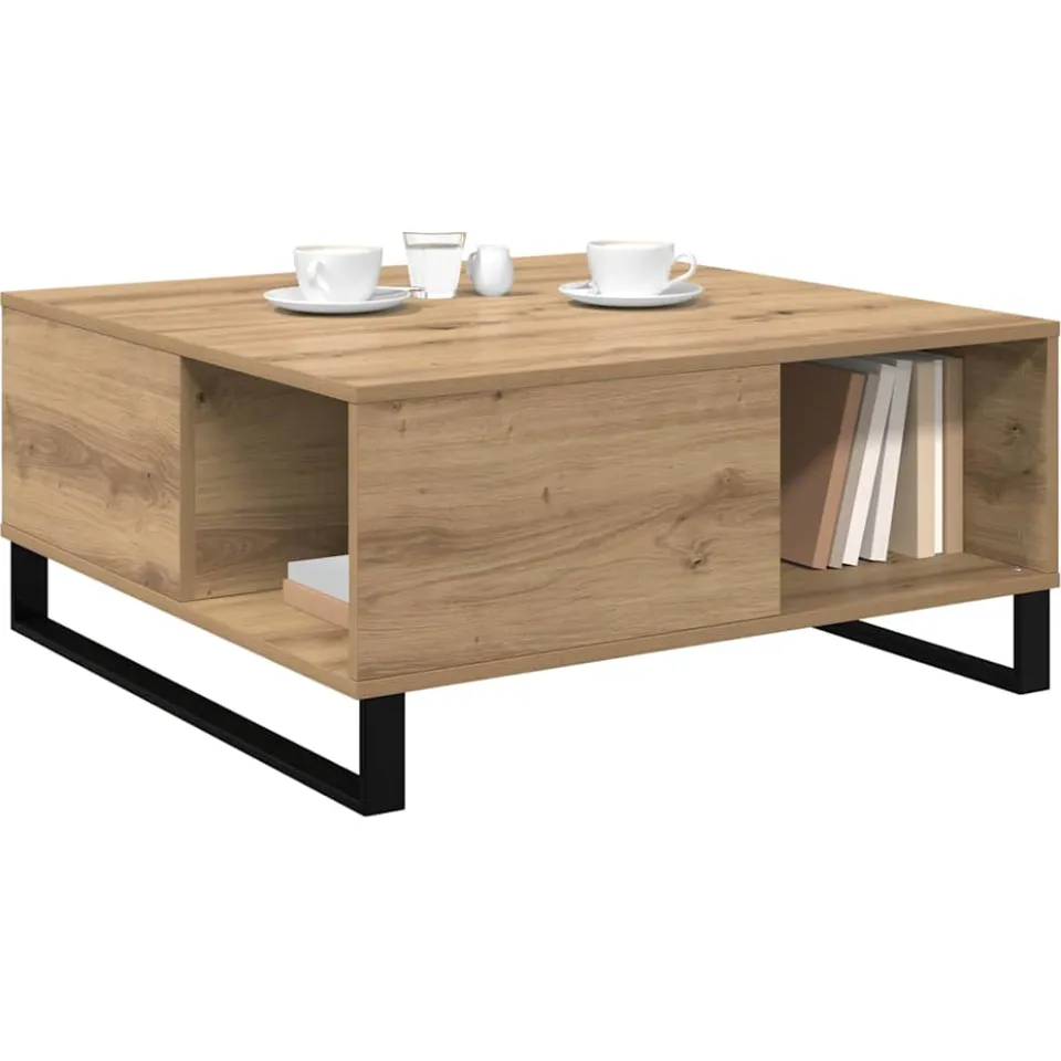 vidaXL Salontafel Artisan Eiken 80 x 80 x 36,5 cm Bewerkt hout Bruin