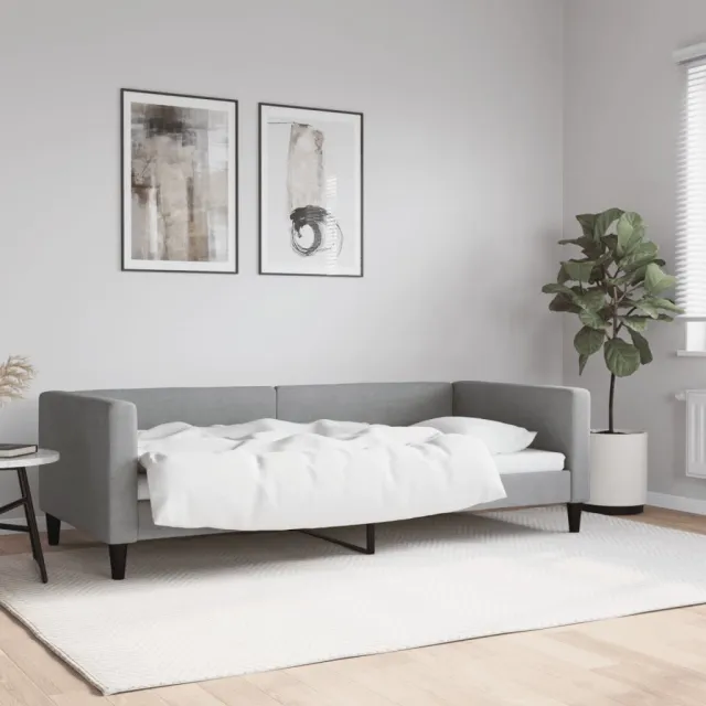 vidaXL Slaapbank 90x200 cm stof lichtgrijs grijs