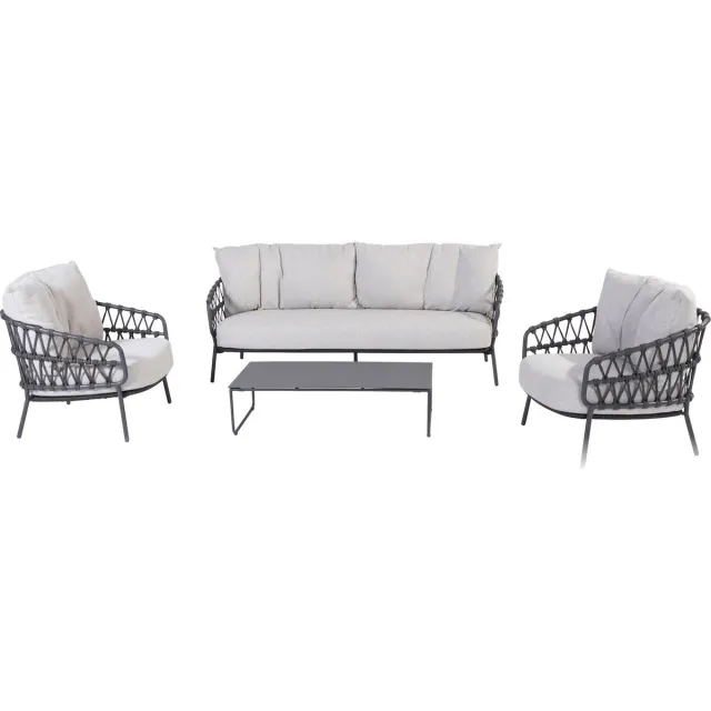4 Seasons Outdoor Calpi stoel bank loungeset 4 delig rope 4 Seasons Outdoor Antraciet