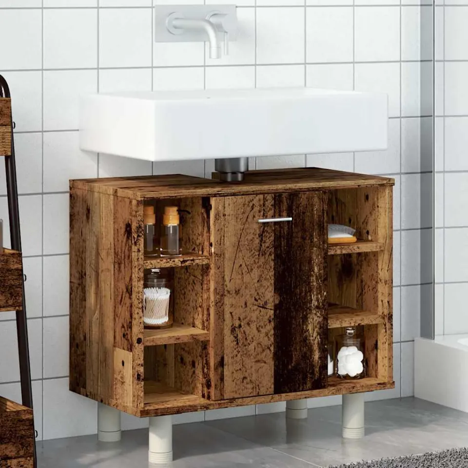 vidaXL Badkamerkast 60x32x53,5 cm bewerkt hout oud houtkleurig bruin, foto 2