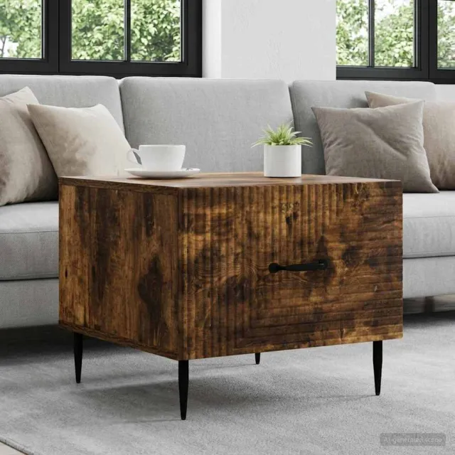 vidaXL Salontafel met lade Gerookt eiken 49 x 50 x 40 cm Bewerkt hout, foto 2