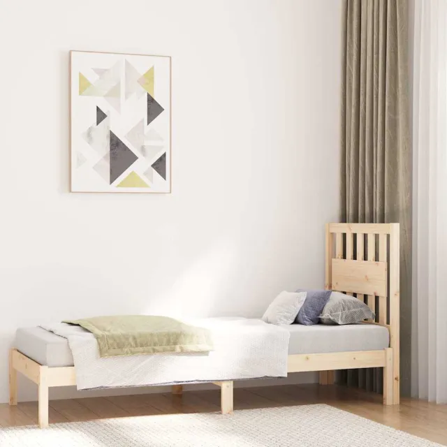 vidaXL Bedframe massief grenenhout zwart 75x190 cm