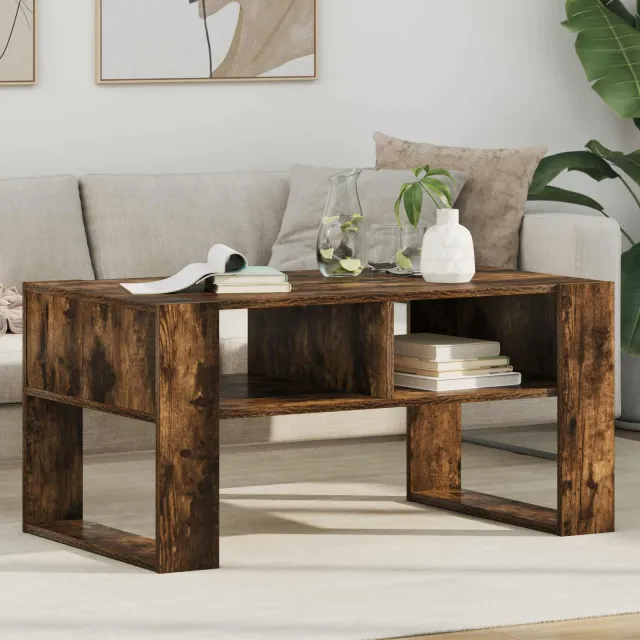 vidaXL Salontafel Gerookt eiken 92 x 53 x 45 cm Bewerkt hout, foto 2