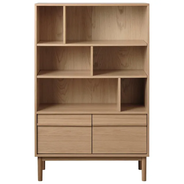 Nest of Nora Boekenkast met lades en open vakken - Vera - Eikenfineer - Naturel Beige