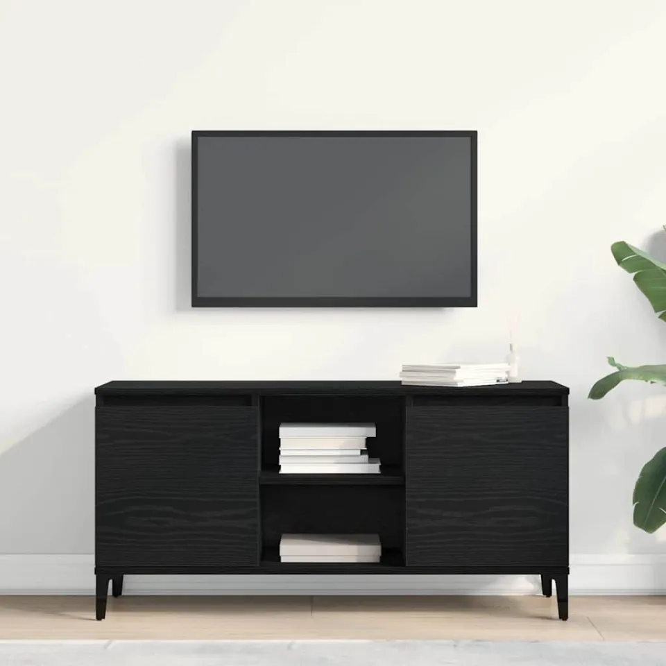 vidaXL TV-kast 102 x 35 x 50 cm Zwart Eiken Bewerkt hout, foto 4