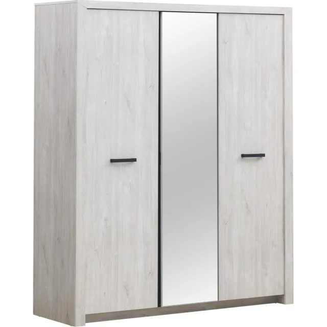BELFURN Elvis kledingkast 3 deuren in witte eik