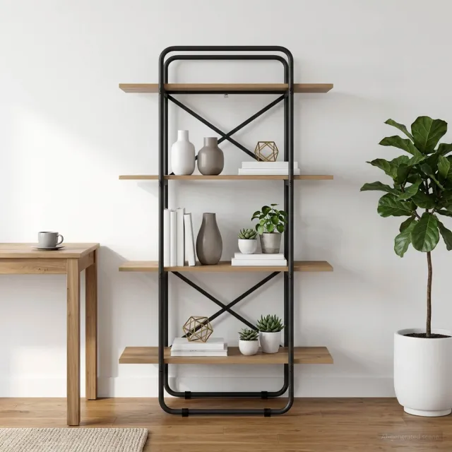 vidaXL Boekenrek 4-laags 80 x 35 x 140 cm PB Artisanaal eiken, foto 2