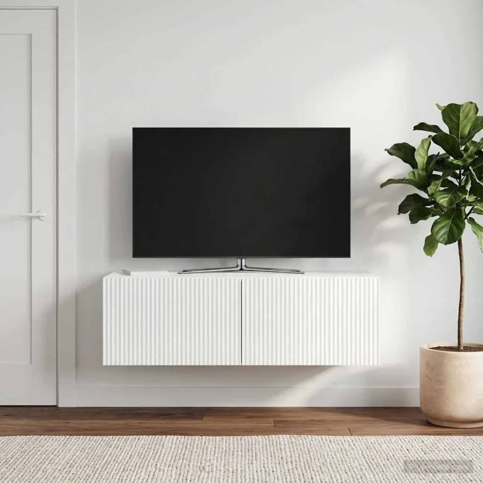 vidaXL Wandbeugel TV-kast 98 x 41 x 30 cm Hoogglans Wit Bewerkt hout, foto 4