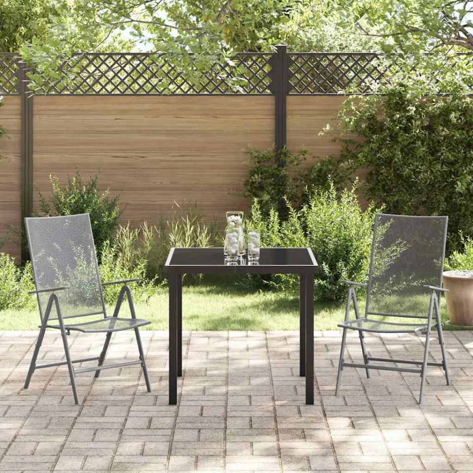vidaXL Tuin eettafelset 3 st Antraciet Gepoedercoat staal, foto 3