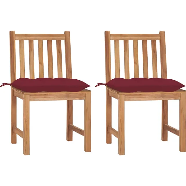 vidaXL Tuinstoelen 2 st met kussens massief teakhout Rood