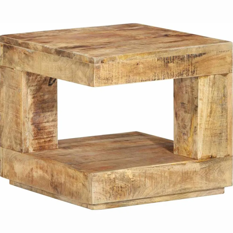 vidaXL Salontafel 45x45x40 cm massief mangohout bruin, foto 3