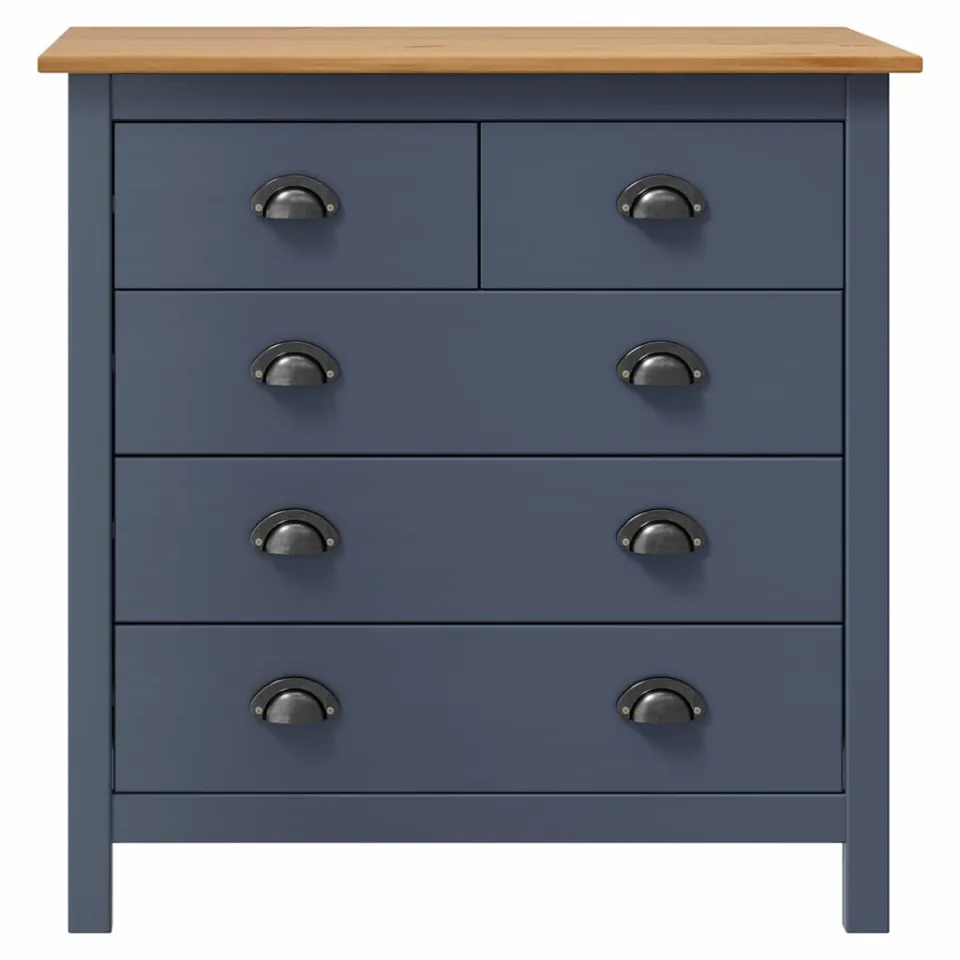 vidaXL Dressoir Hill 79x40x80 cm massief grenenhout grijs, foto 2