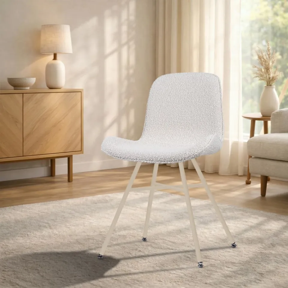 Nolon Noa-Fé eetkamerstoel bouclé beige - beige onderstel, foto 3