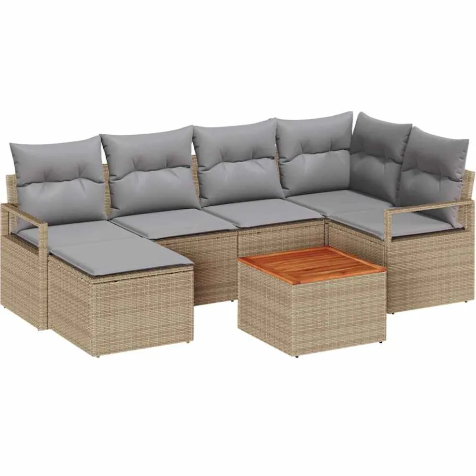 vidaXL Tuinbankenset 8 st Beige poly rattan