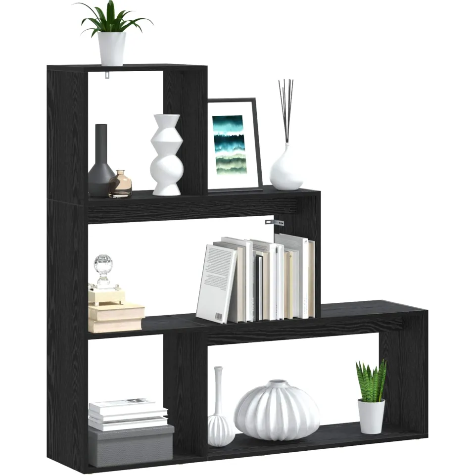 vidaXL Kamerscherm Boekenkast 123 x 29 x 123 cm Bewerkt hout Zwart