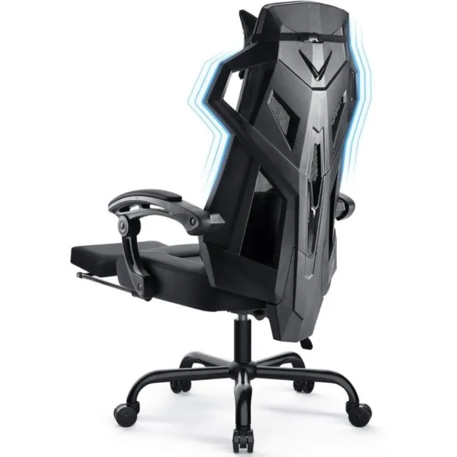 Thuys Ergonomische Bureaustoel Zwart - Ademend Mesh - Gevoerde Armleuningen - voor Thuiswerken - Gaming en Studie