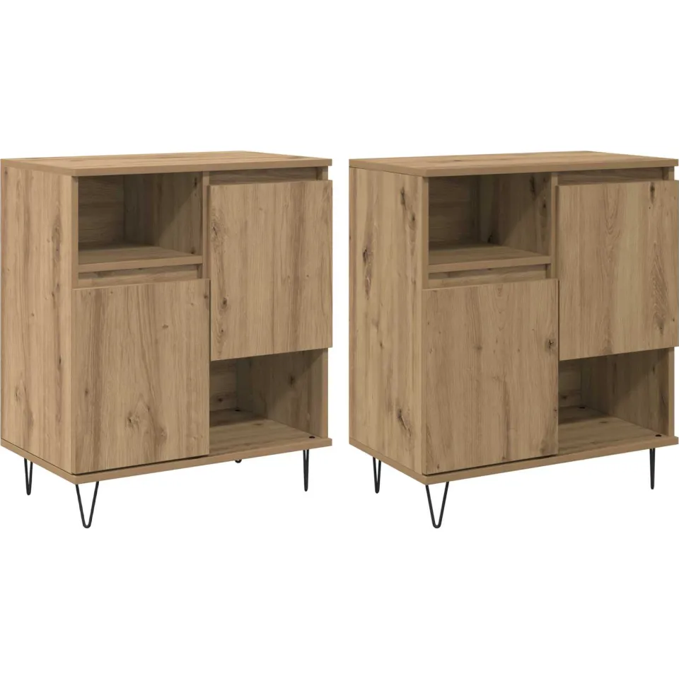 vidaXL Dressoir 2 st Artisan Eiken 60 x 35 x 70 cm, foto 3