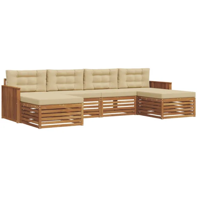 vidaXL Buiten - bank - set - 6 - st - 4-zits - Natuurlijk - en - Beige Natuurlijk en Beige