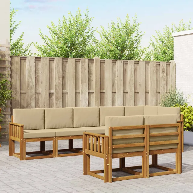 vidaXL Buiten bankenset 8 st 8-zits Natuurlijk en Beige