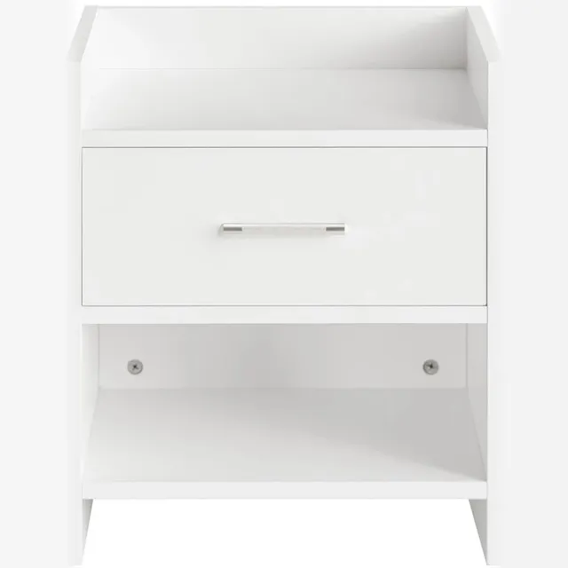 SoBuy Nachtkastje met Lade & Open Plank, Minimalistisch Nachtkastje, Wit, 38 x 36 x 45 cm, FBT66-W White