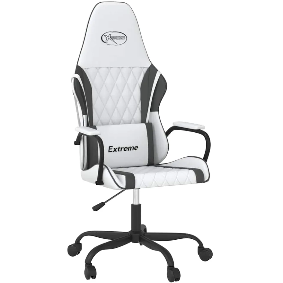 vidaXL Massage gamestoel kunstleer wit en zwart, foto 3