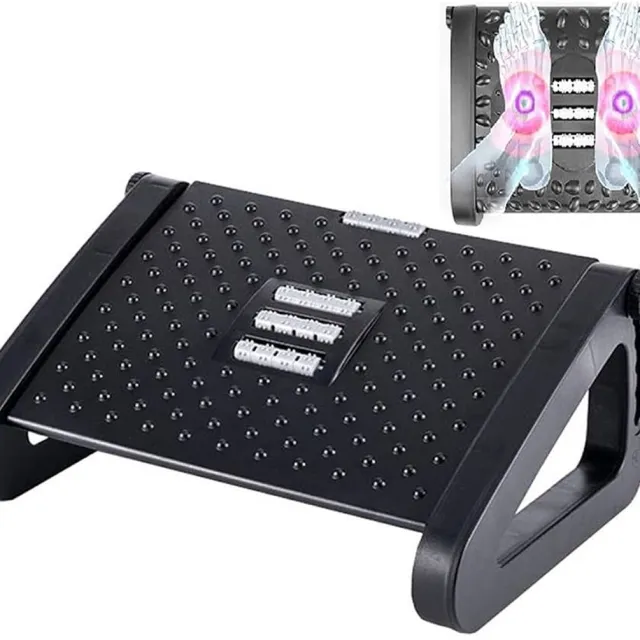 Ruijingsky Bureauvoetsteun - Massagevoetsteun - Verdikte voetsteun - Driehoekige voetensteun - Verstelbaar antislipontwerp - Geschikt voor thuis en op kantoor - Ergonomisch - 42*31*19 cm - Zwart