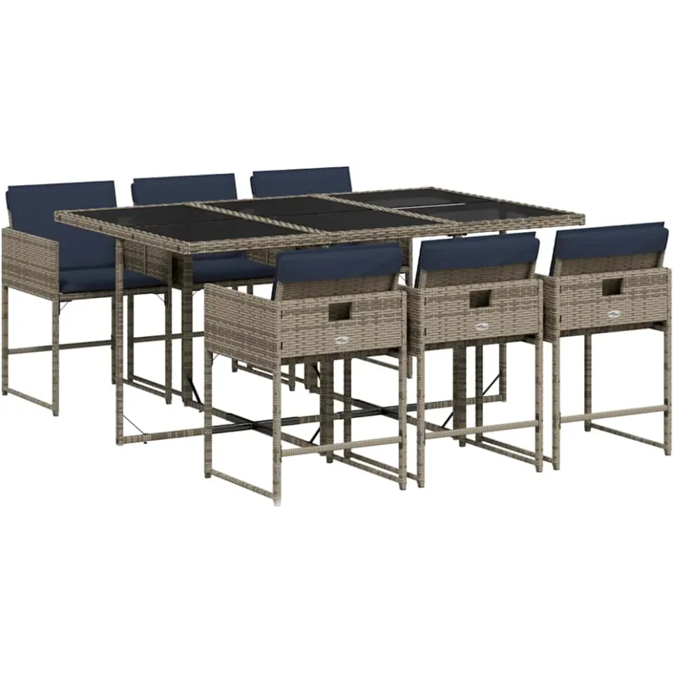 vidaXL 7-delige tuinset met kussens, grijs polyrotan, foto 3