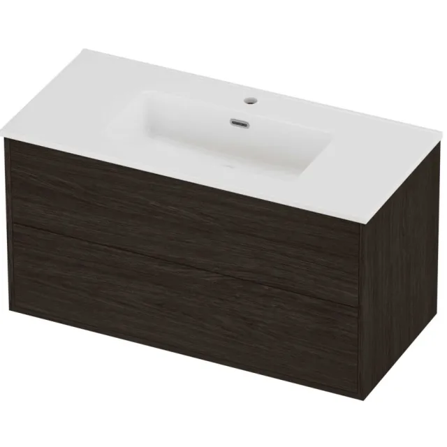 Proline Tribute Badmeubelset Porselein Elegant In Kader 100x46x54 cm Glans Wit Mokka Oak Eiken