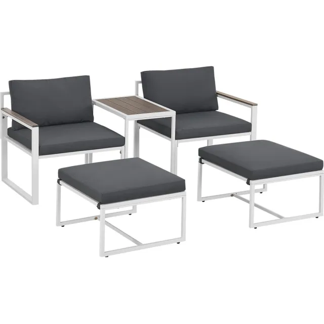 Juskys Tuinset / Loungeset Bari - 5-delig - Donkergrijs - Incl. Tafel & Fauteuil