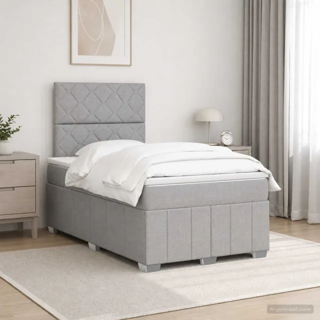 vidaXL Boxspringbed met matras Lichtgrijs 120 x 190 cm Stof