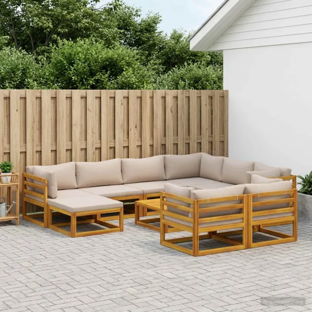 vidaXL Bankstel 10 st Naturel Massief Acaciahout, foto 2