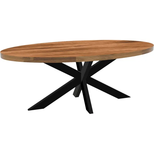Lizzely Garden & Living Eettafel ovaal mangohout 200cm James lichtbruin ovale industriële tafel duurzaam mango eetkamertafel