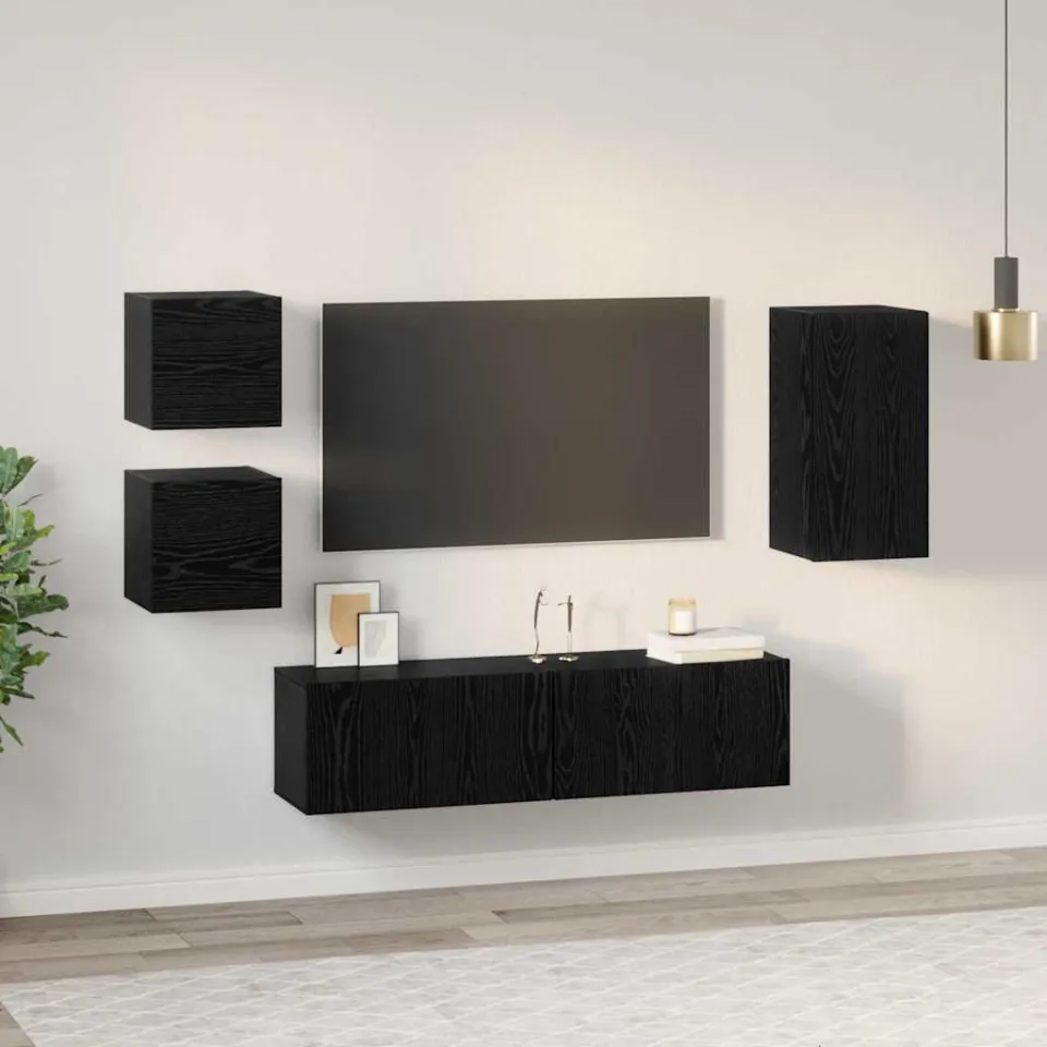vidaXL Tv-meubelset 5 st Zwart Eiken Bewerkt hout, foto 4