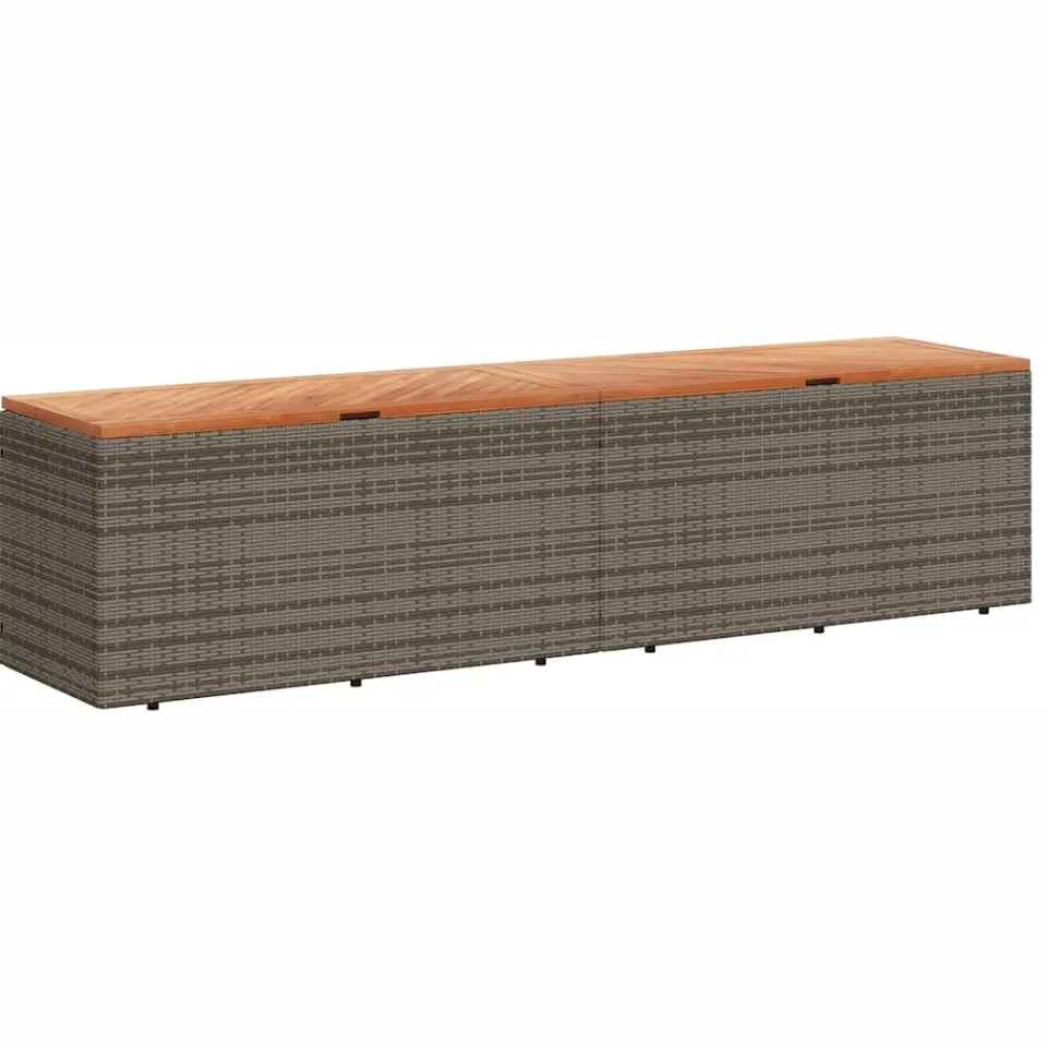 vidaXL Tuinbox 220x50x54 cm poly rattan en acaciahout grijs