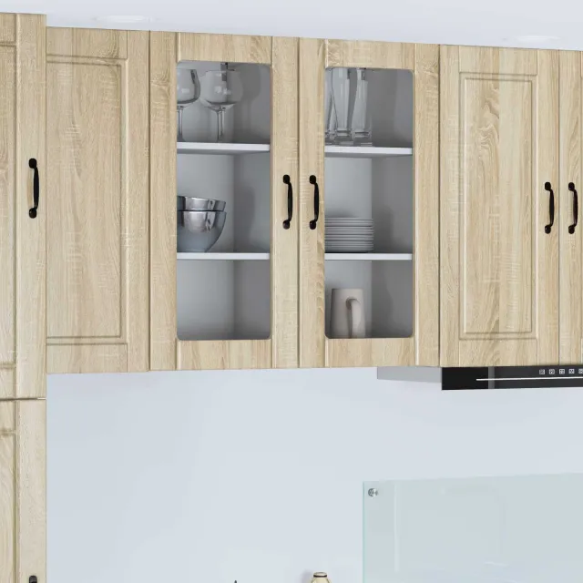vidaXL Wandglas cabinet PORTO Sonoma Eiken 40 x 31 x 80 cm Bruin