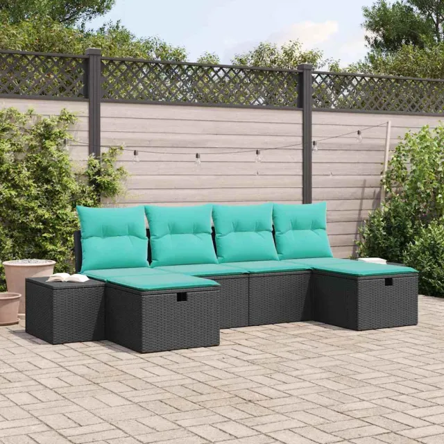 vidaXL Tuin Sofa Set 6 st Zwart poly rattan, foto 2