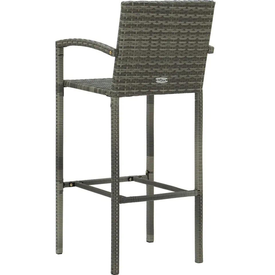 vidaXL Barkrukken 2 st poly rattan grijs, foto 3