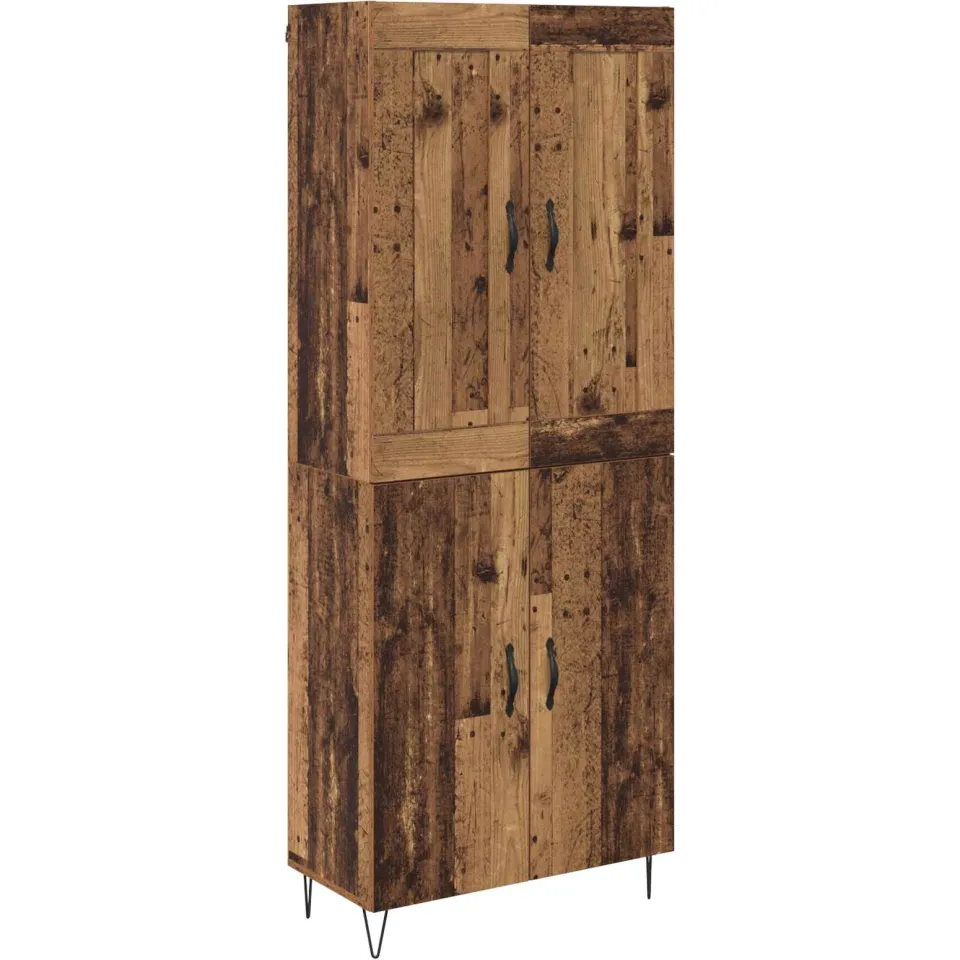 vidaXL Hoge kast Oud Hout 69,5 x 34 x 180 cm Bewerkt hout bruin, foto 3