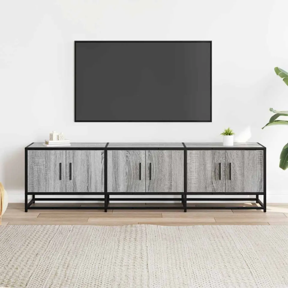 vidaXL Tv-meubel 150x35x41 cm bewerkt hout metaal grijs sonoma eiken, foto 2
